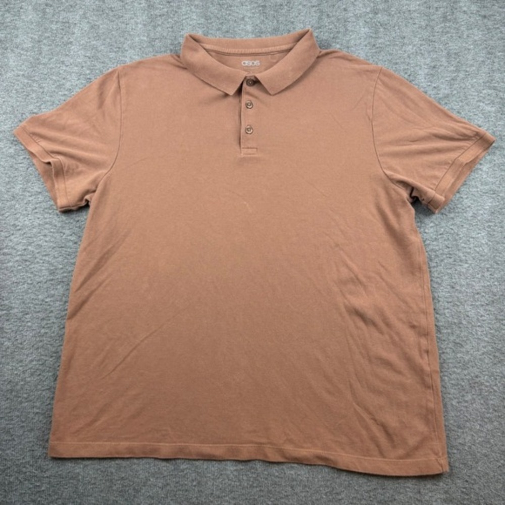 ASOS Polo Shirt Men's Large Brown Short Sleeve Cotton Pique Casual Top